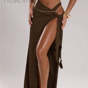 Brown Wrap Swim Skirt